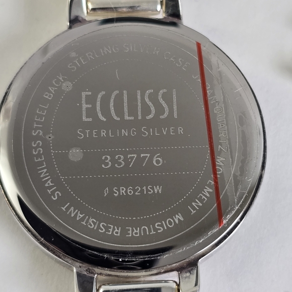 Ecclissi Sterling Silver Quartz Watch Black Druzy Accents + Extra Links - Picture 7 of 16